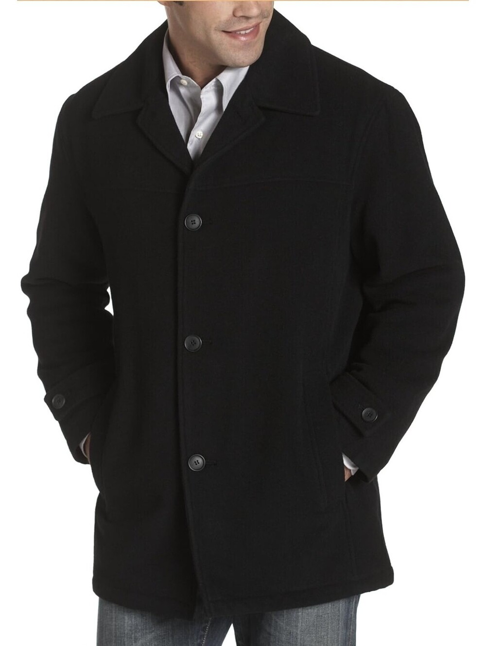 Marc New York Men's Black Wool Pea Coat Lined Pockets Sz L